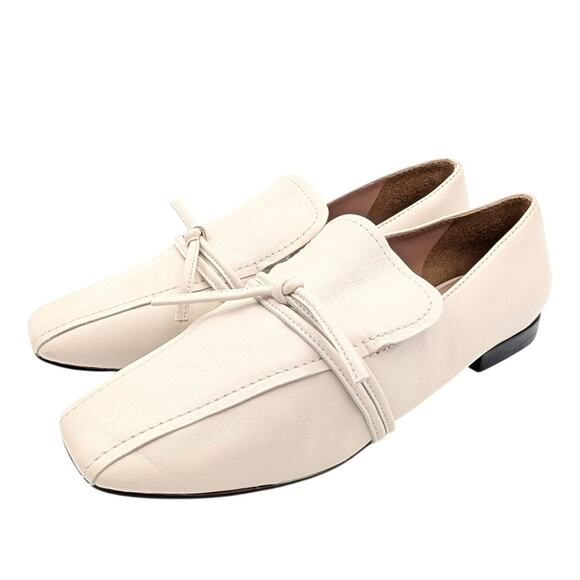 Linea Paolo Melia Loafer Shoes Bow Detail Women's Cream Size US7.5M EU38 - Picture 1 of 9